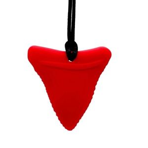 Red Shark Tooth Chew Necklace - 100% Food Grade Silicone- Anxiety, ADHD…